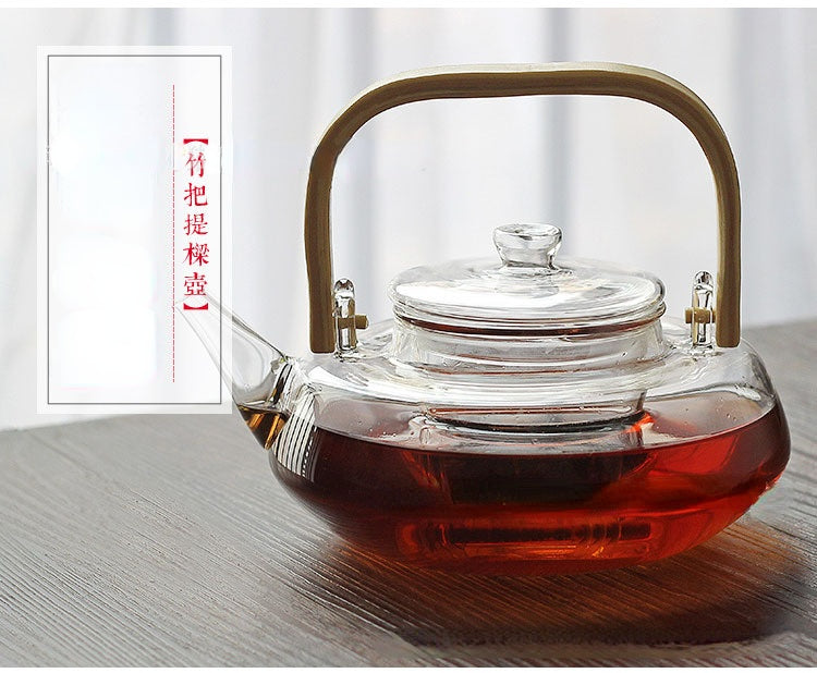 Kettle Electric Pottery Stove Heating Filter Glass Steaming Teapot Tea Cooker Flower Tea Pot Flat Bamboo Lifting Beam Pot