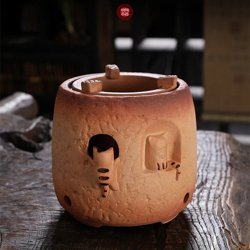 High Temperature Resistant Rough Pottery Boiled Teapot Kettle Tea Ceremony Kung Fu Teapot Retro Handmade Teapot Tea Fire Stoves