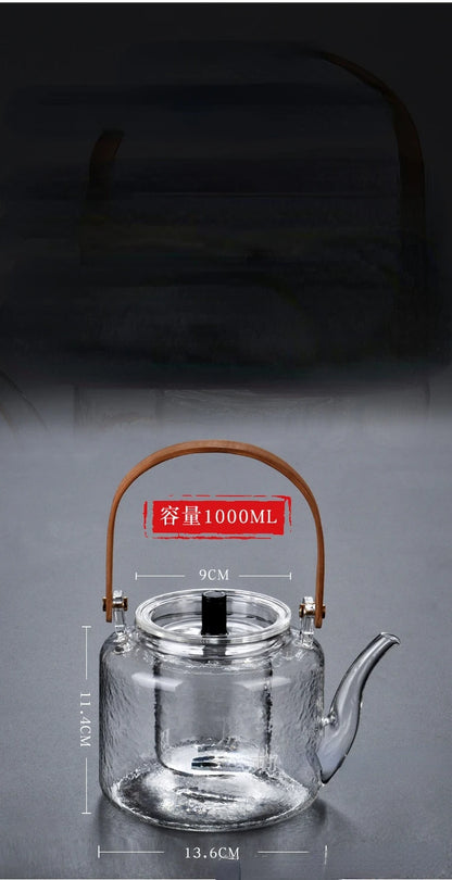 Kettle Electric Pottery Stove Heating Filter Glass Steaming Teapot Tea Cooker Flower Tea Pot Flat Bamboo Lifting Beam Pot