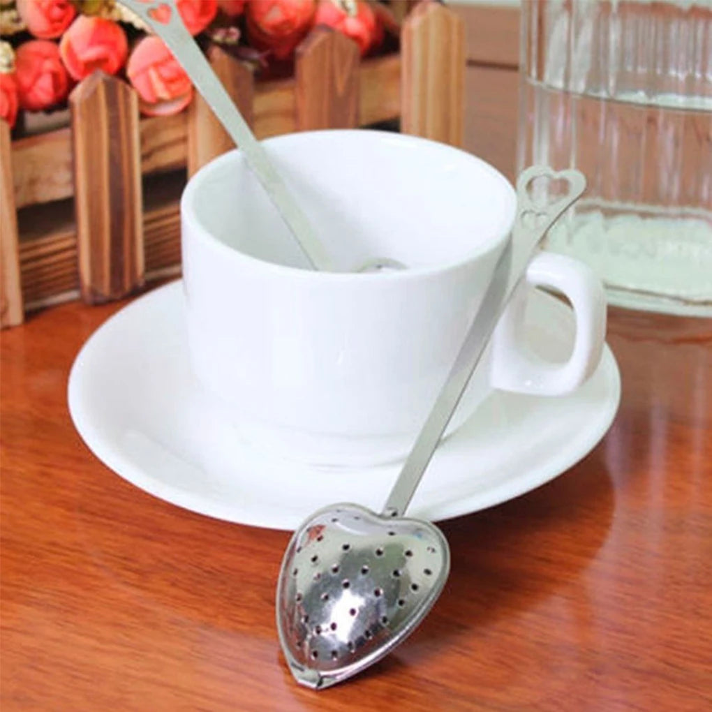 Reusable Tea Infuser Heart Shaped Stainless Steel Teakettle Locking Tea Filter Seasoning Ball  Mesh Herbal Ball Tea Spice Strain