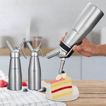 500ML Cream Dispenser Whipped Whipper Artisan Cream Whipper with Decorating Nozzles Made of Aluminum