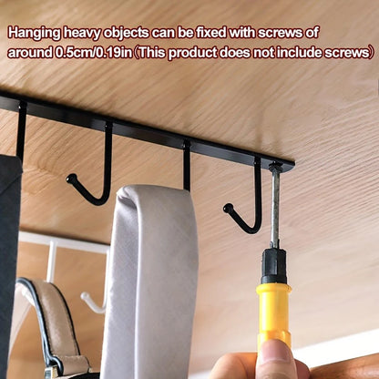 1PC Cabinet Mug Hook, 6-hooks/12-hooks Hanging Cup Holder, Multifunctional Wardrobe Row Hook Organizer Save Storage Space