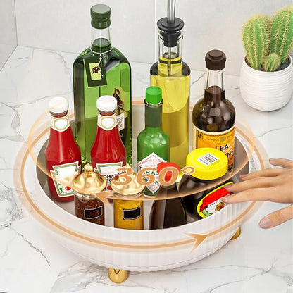 360 Rotation Non-Skid Spice Rack Pantry Cabinet Turntable with Wide Base Storage Bin Rotating Organizer for Kitchen Seasoning