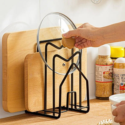 1pc Multi-Purpose Sturdy Metal Cutting Board Rack, Chopping Board Organizer Stand Holder Kitchen Countertop Pot Rack Organizer