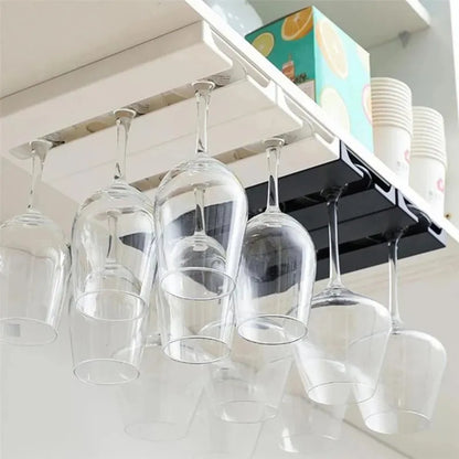 Kitchen Under Cabinet Free Punching Holder Wine Glass Rack Multi-function Classification Stemware Glass Cup Hanging Holder