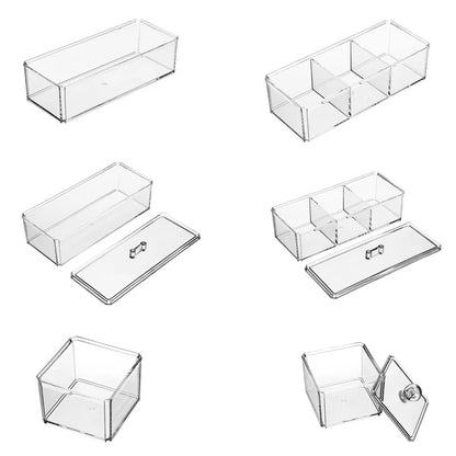 3 Cells Acrylic Storage Divider Box Tea Bag Storage Box Drawer Coffee Capsule Sorting Visible Box Acrylic Sealed Storage Tank