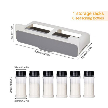 Kitchen Self-adhesive Spice Organizer Rack Seasoning Bottle Storage Rack Under Desk Drawer Hidden Kitchen Supplies Storage