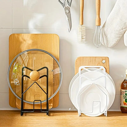 1pc Multi-Purpose Sturdy Metal Cutting Board Rack, Chopping Board Organizer Stand Holder Kitchen Countertop Pot Rack Organizer