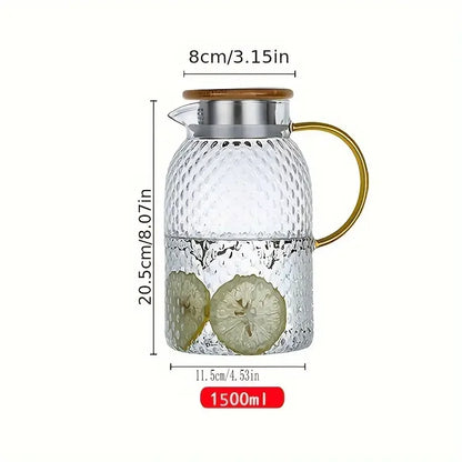 Glass Pitcher Glass Pitcher with Lid  High Borosilicate Glass Heavy Duty Water Pitcher for Cold/Hot Drinks Iced Tea Juice Milk