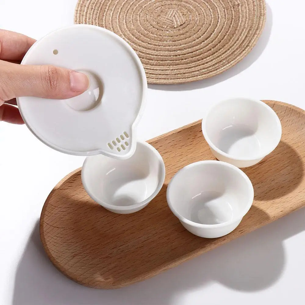 Travel Set Disposable Kung Fu Tea Set pure colour delicate Portable Teapot 1 Bowl 3 Cup plastic Travel Tea Set travel