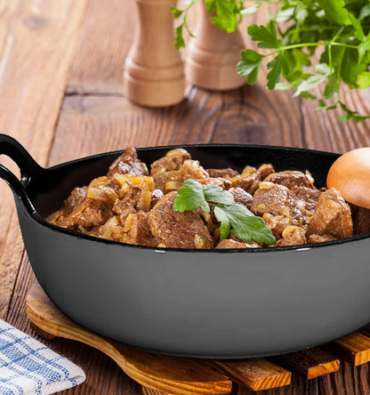 25cm Pre-seasoned Cast Iron Casserole Dish with Loop Handle 3 Qt Saucepan Heavy Soup Pot Dutch Oven Kitchen Utensil Grilling Wok