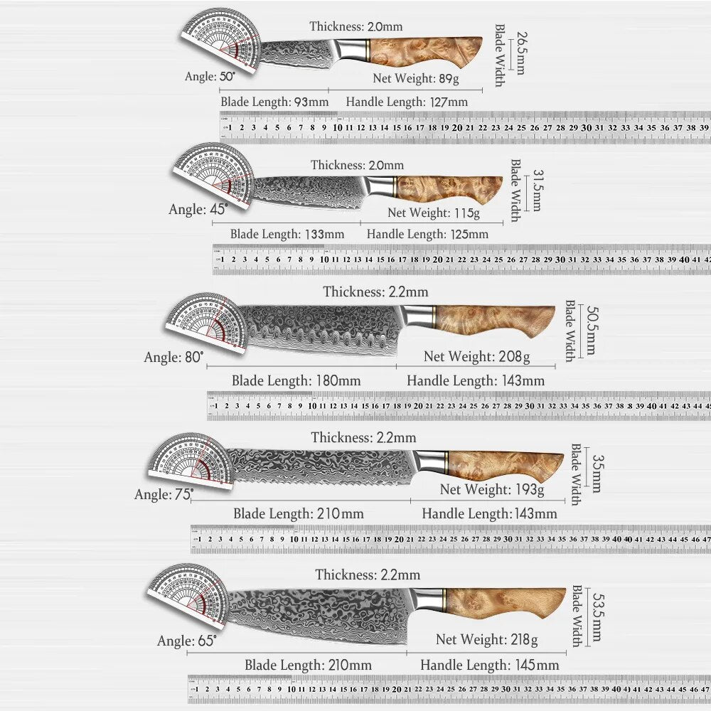 1-5PC Damscus Steel Knife Set