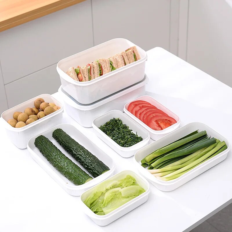 Japanese Style Refrigerator Scale Fresh Keeping Box Kitchen Food Fruit Meat Freezing Organizer Container Storage Box Leak Proof