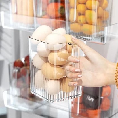 Fridge Organizer Containers Food Storage Transparent Refrigerator Side with Handle Food-Grade Wear-resistant Reusable Fridge