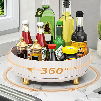 360 Rotation Non-Skid Spice Rack Pantry Cabinet Turntable with Wide Base Storage Bin Rotating Organizer for Kitchen Seasoning