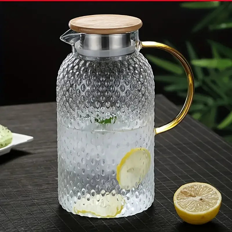 Glass Pitcher Glass Pitcher with Lid  High Borosilicate Glass Heavy Duty Water Pitcher for Cold/Hot Drinks Iced Tea Juice Milk