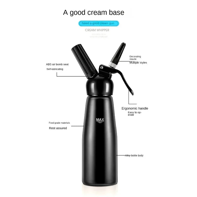 500ML Cream Dispenser Whipped Whipper Artisan Cream Whipper with Decorating Nozzles Made of Aluminum