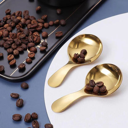 Cute Stainless Steel Spoon Short Handle Gold Ice Cream Tea Coffee Spoon Kids Spoon Kitchen Condiment Spice Scoop