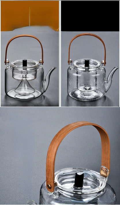 Kettle Electric Pottery Stove Heating Filter Glass Steaming Teapot Tea Cooker Flower Tea Pot Flat Bamboo Lifting Beam Pot