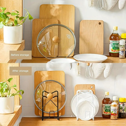 1pc Multi-Purpose Sturdy Metal Cutting Board Rack, Chopping Board Organizer Stand Holder Kitchen Countertop Pot Rack Organizer