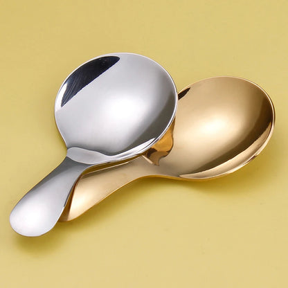 Cute Stainless Steel Spoon Short Handle Gold Ice Cream Tea Coffee Spoon Kids Spoon Kitchen Condiment Spice Scoop