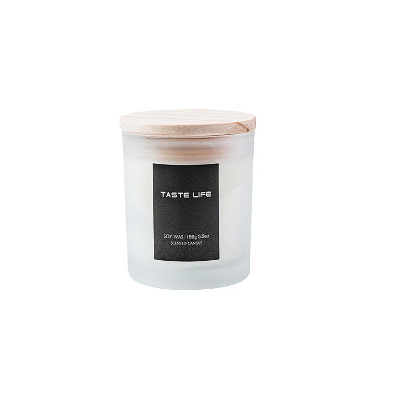 Handmade Soy Wax Scented Candle With Clear Wooden Cover