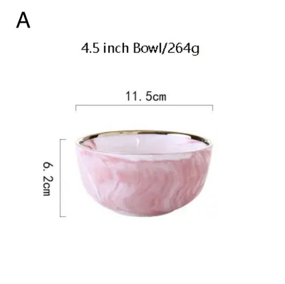 Pretty in Pink Marble Ceramic Plate Set - Elegant and Modern Dinnerware