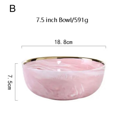 Pretty in Pink Marble Ceramic Plate Set - Elegant and Modern Dinnerware