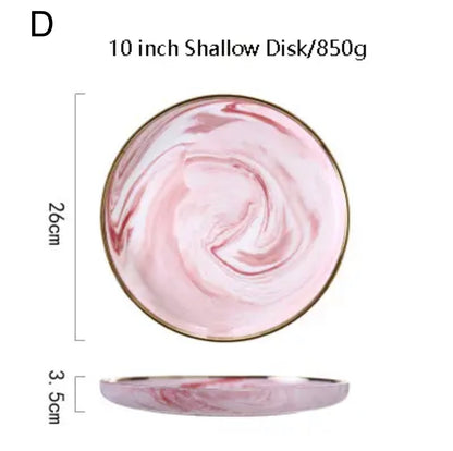 Pretty in Pink Marble Ceramic Plate Set - Elegant and Modern Dinnerware