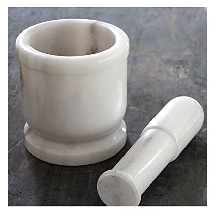 White Marble Imam Dasta/Mortar and Pestle Set/Ohkli Musal/Kharal - 4 Inch