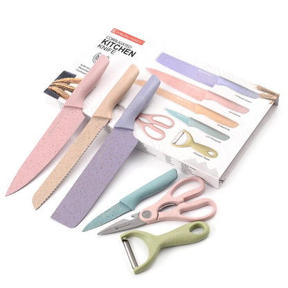 Multi color 6 piece knife set