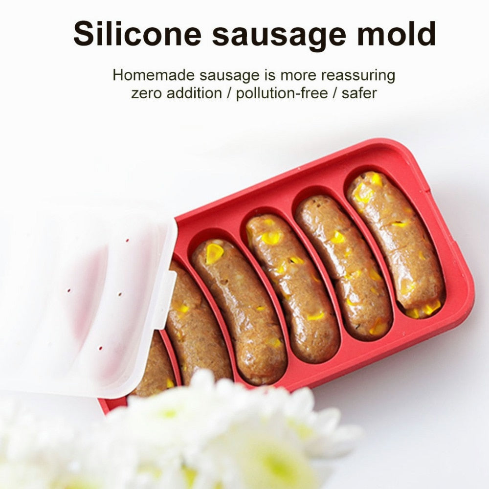 Silicone Sausage Maker Mold DIY Silicone Handmade Hamburger Hot Dog Mold Reusable Kitchen Accessories Gadget for Cake Baking Pie