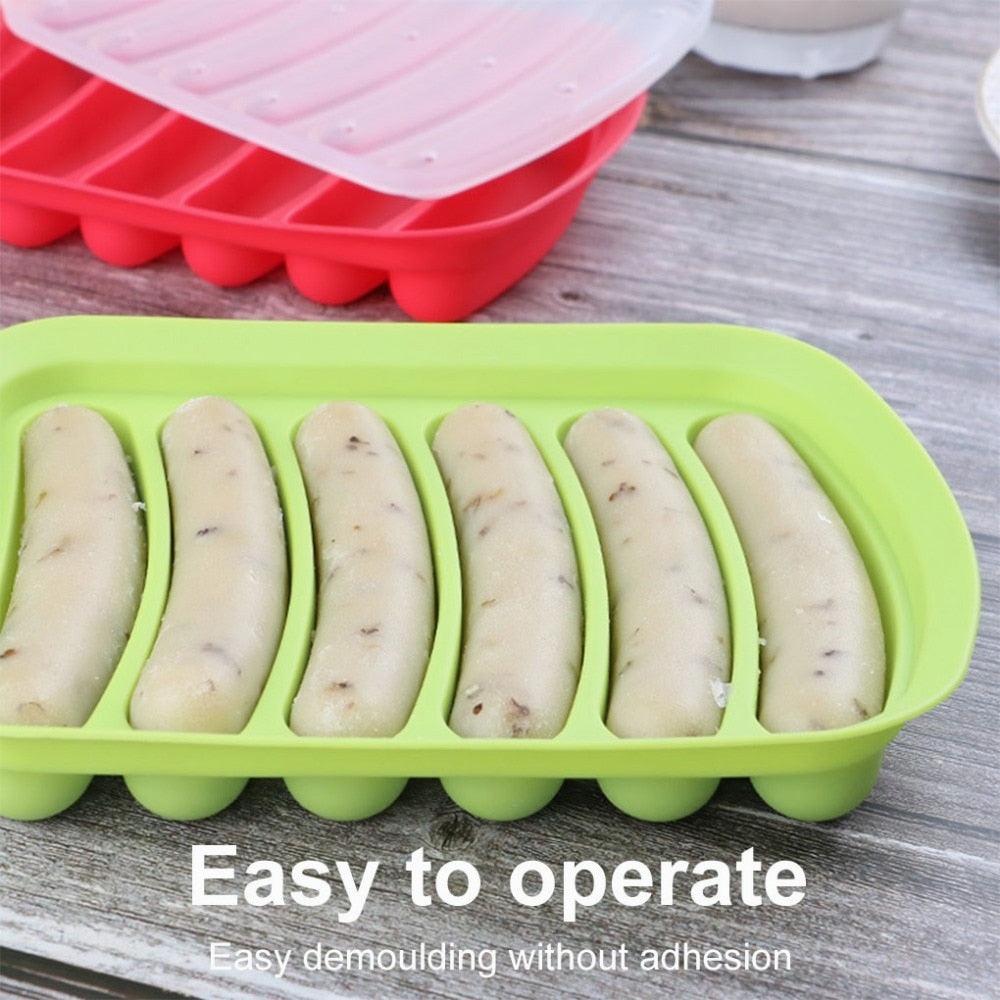 Silicone Sausage Maker Mold DIY Silicone Handmade Hamburger Hot Dog Mold Reusable Kitchen Accessories Gadget for Cake Baking Pie