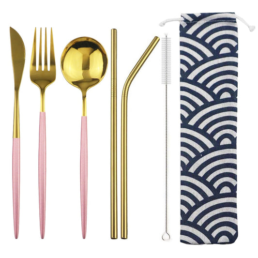 Pink and Gold Travel Dinnerware