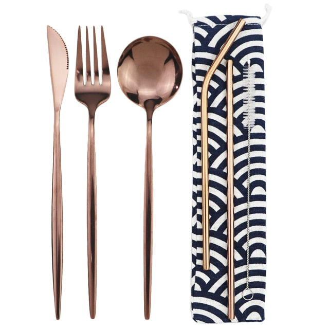 Pink and Gold Travel Dinnerware